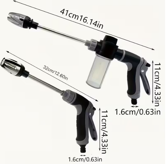 1pc Portable High-Pressure Hose Spray Gun with 3/4" and 1/2" Quick Connect Adapters, Adjustable Thick Rod Spray, Multi-Functional Garden Hose Nozzle for Car Washing and Pet Cleaning, Pet Washing Hose