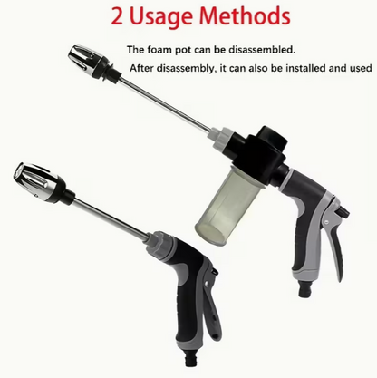 1pc Portable High-Pressure Hose Spray Gun with 3/4" and 1/2" Quick Connect Adapters, Adjustable Thick Rod Spray, Multi-Functional Garden Hose Nozzle for Car Washing and Pet Cleaning, Pet Washing Hose