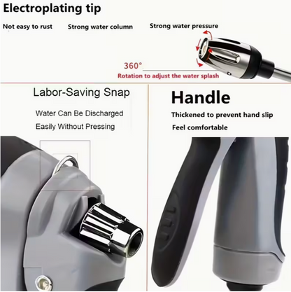1pc Portable High-Pressure Hose Spray Gun with 3/4" and 1/2" Quick Connect Adapters, Adjustable Thick Rod Spray, Multi-Functional Garden Hose Nozzle for Car Washing and Pet Cleaning, Pet Washing Hose