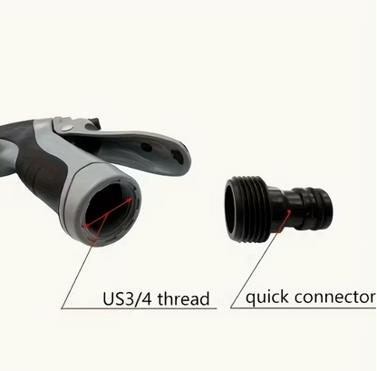 1pc Portable High-Pressure Hose Spray Gun with 3/4" and 1/2" Quick Connect Adapters, Adjustable Thick Rod Spray, Multi-Functional Garden Hose Nozzle for Car Washing and Pet Cleaning, Pet Washing Hose