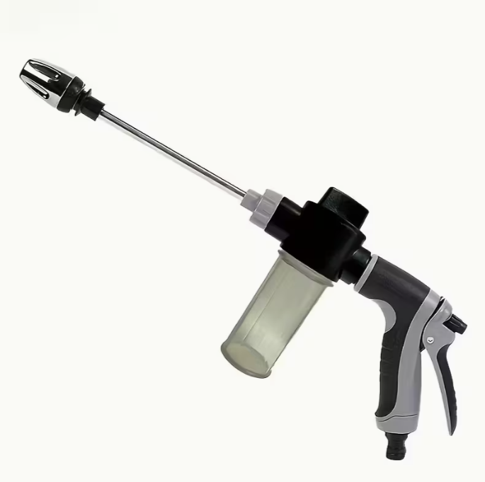 1pc Portable High-Pressure Hose Spray Gun with 3/4" and 1/2" Quick Connect Adapters, Adjustable Thick Rod Spray, Multi-Functional Garden Hose Nozzle for Car Washing and Pet Cleaning, Pet Washing Hose