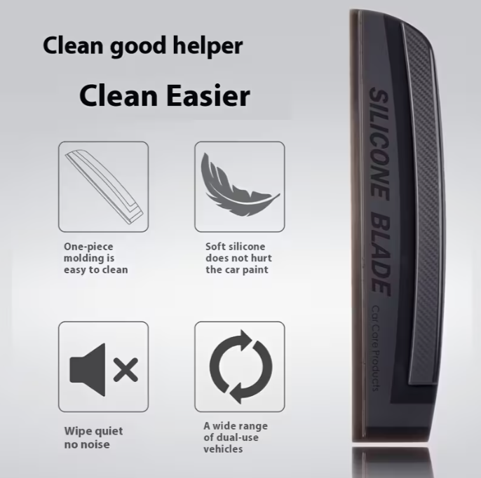 Soft Silicone Car Window Wiper Blade - Scratch-Free Water Stain Remover with Streak-Free Shine, Multi-Surface Cleaner for Cars, Shower Doors, Mirrors & Home Use, Windshield Cleaner, Mirror Cleaning Tool, Ergonomic Grip, Nonscratch Material