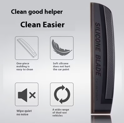 Soft Silicone Car Window Wiper Blade - Scratch-Free Water Stain Remover with Streak-Free Shine, Multi-Surface Cleaner for Cars, Shower Doors, Mirrors & Home Use, Windshield Cleaner, Mirror Cleaning Tool, Ergonomic Grip, Nonscratch Material