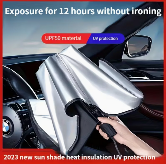 Car Sunshade Front Windshield Sunscreen Heat Insulation Sunshade Blocking Plate Blackout Curtain Gear Car Interior Windshield Small Car Cover Umbrella