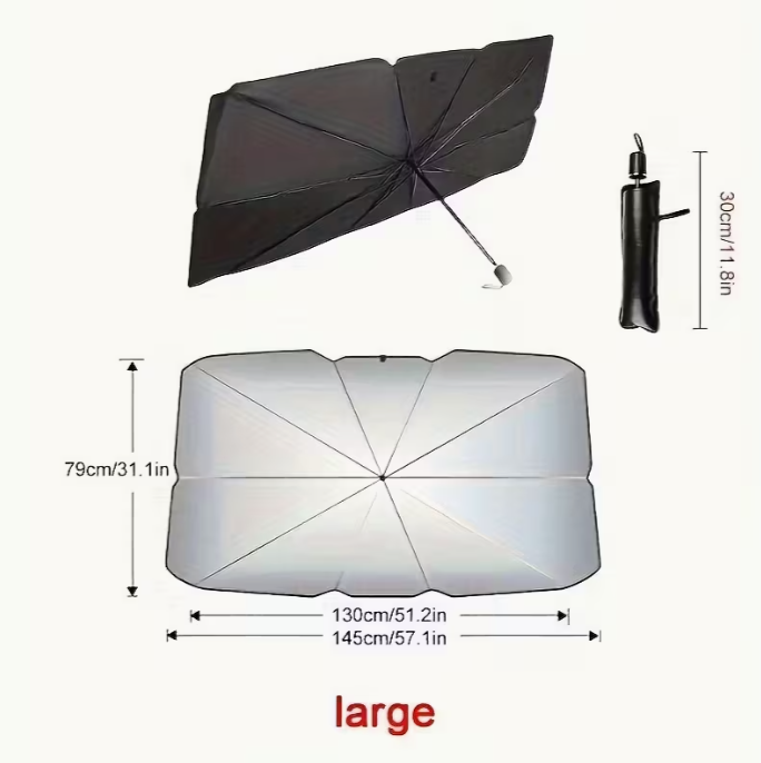 Car Sunshade Front Windshield Sunscreen Heat Insulation Sunshade Blocking Plate Blackout Curtain Gear Car Interior Windshield Small Car Cover Umbrella
