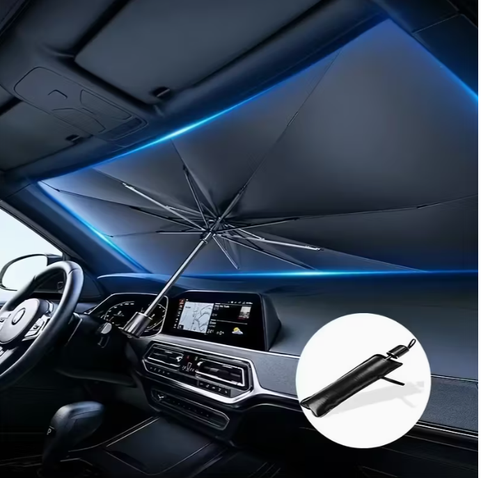 Car Sunshade Front Windshield Sunscreen Heat Insulation Sunshade Blocking Plate Blackout Curtain Gear Car Interior Windshield Small Car Cover Umbrella