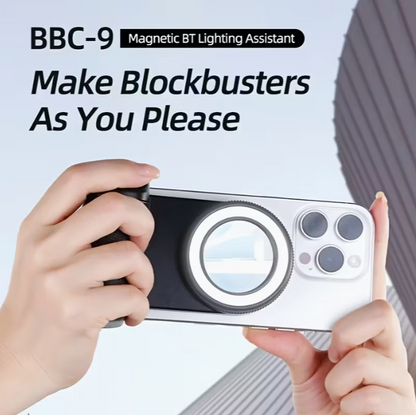 Mobile phone camera handle, smartphone camera holder, magnetic detachable remote control shutter, 360° rotating magnetic, self-lighting, easy to take selfies, live streaming