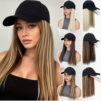 Long Straight Black Synthetic Hair Wig with Bangs - Natural-Looking Baseball Cap Hair Extension for Women, Easy to Style & Maintain, All-in-One Design for Versatile Looks, Hair Wigs, Versatile Hairpiece, Comfortable Fit Cap