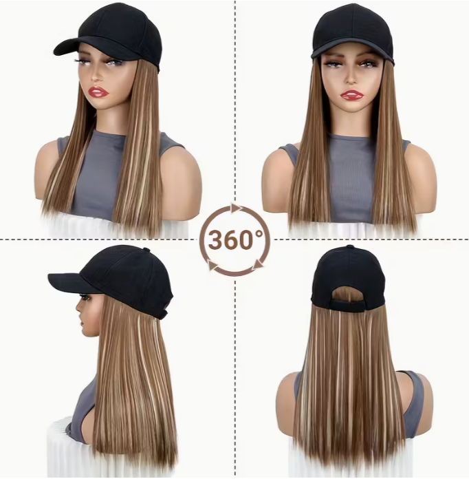 Long Straight Black Synthetic Hair Wig with Bangs - Natural-Looking Baseball Cap Hair Extension for Women, Easy to Style & Maintain, All-in-One Design for Versatile Looks, Hair Wigs, Versatile Hairpiece, Comfortable Fit Cap