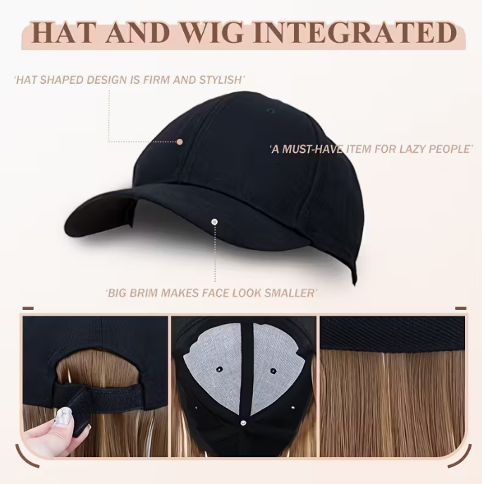 Long Straight Black Synthetic Hair Wig with Bangs - Natural-Looking Baseball Cap Hair Extension for Women, Easy to Style & Maintain, All-in-One Design for Versatile Looks, Hair Wigs, Versatile Hairpiece, Comfortable Fit Cap