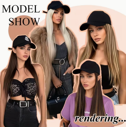 Long Straight Black Synthetic Hair Wig with Bangs - Natural-Looking Baseball Cap Hair Extension for Women, Easy to Style & Maintain, All-in-One Design for Versatile Looks, Hair Wigs, Versatile Hairpiece, Comfortable Fit Cap