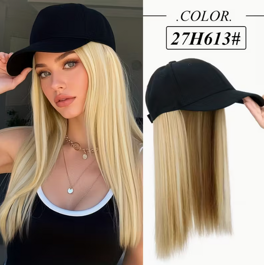 Long Straight Black Synthetic Hair Wig with Bangs - Natural-Looking Baseball Cap Hair Extension for Women, Easy to Style & Maintain, All-in-One Design for Versatile Looks, Hair Wigs, Versatile Hairpiece, Comfortable Fit Cap