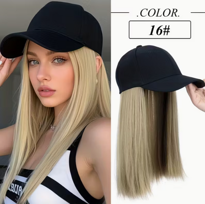 Long Straight Black Synthetic Hair Wig with Bangs - Natural-Looking Baseball Cap Hair Extension for Women, Easy to Style & Maintain, All-in-One Design for Versatile Looks, Hair Wigs, Versatile Hairpiece, Comfortable Fit Cap
