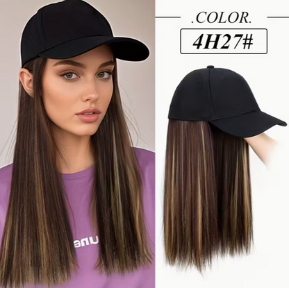 Long Straight Black Synthetic Hair Wig with Bangs - Natural-Looking Baseball Cap Hair Extension for Women, Easy to Style & Maintain, All-in-One Design for Versatile Looks, Hair Wigs, Versatile Hairpiece, Comfortable Fit Cap