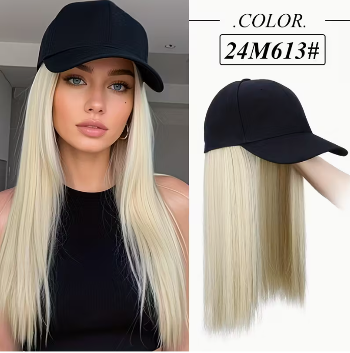 Long Straight Black Synthetic Hair Wig with Bangs - Natural-Looking Baseball Cap Hair Extension for Women, Easy to Style & Maintain, All-in-One Design for Versatile Looks, Hair Wigs, Versatile Hairpiece, Comfortable Fit Cap