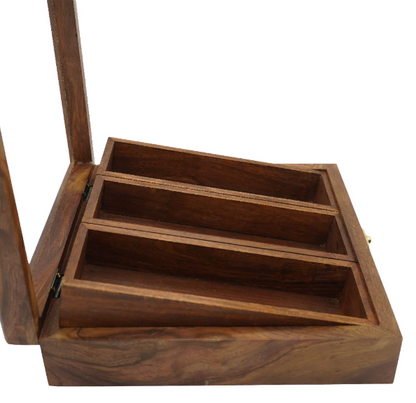 Premium Wooden Spice Box with Glass Lid – 9 Compartments & Spoon