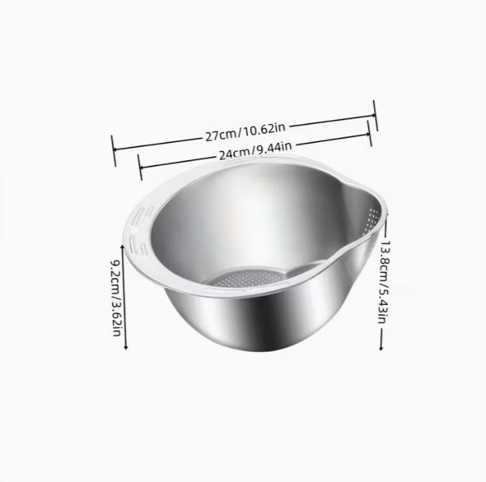 Durable Stainless Steel Colander - Multi-Use Kitchen Sieve with Handle - Ideal for Rice Washing, Fruit Draining & Vegetable Cleaning, Food-Safe Mesh for Efficient Water Filtering, Rice Strainer