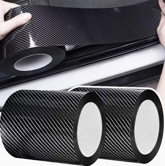 2 Roll 3m Nano Carbon Fiber Car Door Sill Protector Tape | 3D Anti-Scratch Adhesive Film for SUV/Truck/Vehicle Doors & Bumpers, PVC Trim Guard Roll, Black DIY Automotive Edge Protector, Car Protection Accessories