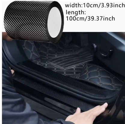2 Roll 3m Nano Carbon Fiber Car Door Sill Protector Tape | 3D Anti-Scratch Adhesive Film for SUV/Truck/Vehicle Doors & Bumpers, PVC Trim Guard Roll, Black DIY Automotive Edge Protector, Car Protection Accessories