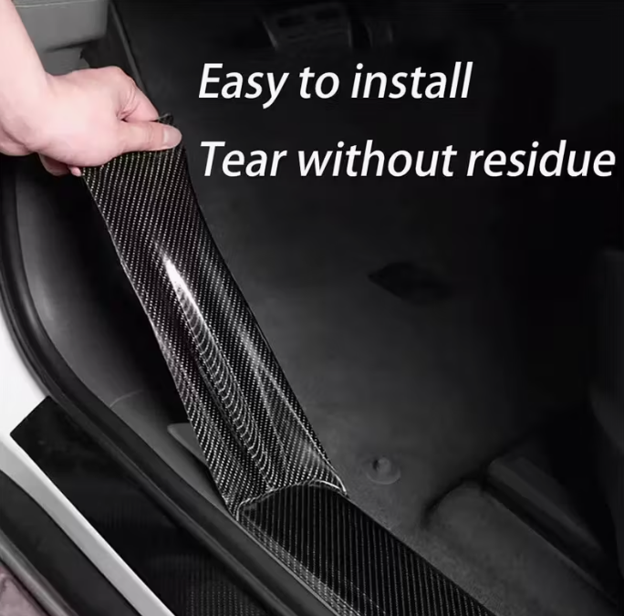 2 Roll 3m Nano Carbon Fiber Car Door Sill Protector Tape | 3D Anti-Scratch Adhesive Film for SUV/Truck/Vehicle Doors & Bumpers, PVC Trim Guard Roll, Black DIY Automotive Edge Protector, Car Protection Accessories