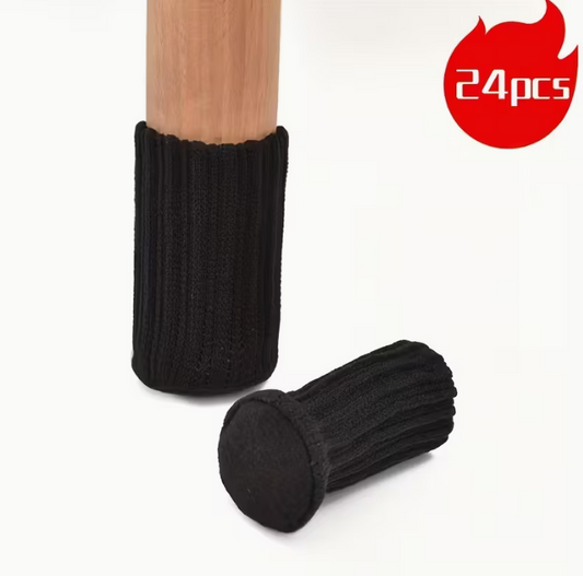 24pcs High Elastic Non-Slip Cloth Table and Chair Leg Socks | Knitted Floor Protectors, Furniture Caps Set, Fit Diameter From