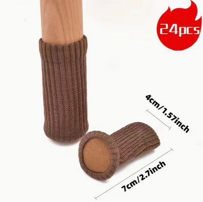 24pcs High Elastic Non-Slip Cloth Table and Chair Leg Socks | Knitted Floor Protectors, Furniture Caps Set, Fit Diameter From