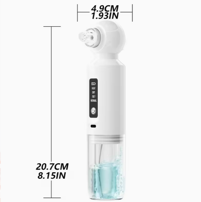 6-head blackhead cleaner, vacuum electric blackhead pore cleaner, USB charging mini bubble beauty device,To activate heating mode, press and hold the power button for 3 seconds.Automatically maintains a constant temperature of 46°C.