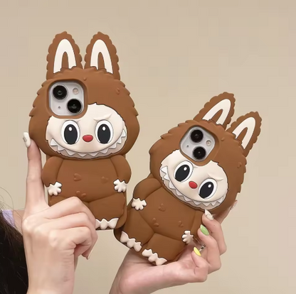 Kawaii 3D Cartoon Monster Rabbit Elf Phone Case For iPhone 16 15 14 Plus 13 12 11 Pro Max Soft Silicone Cover