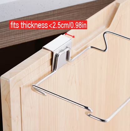Stainless Steel Kitchen Trash Bag Holder | Easy Install, Wall-Mounted Garbage Storage Rack for Cabinet Door, Vegetable Scrap Holder - Modern Trash Solution