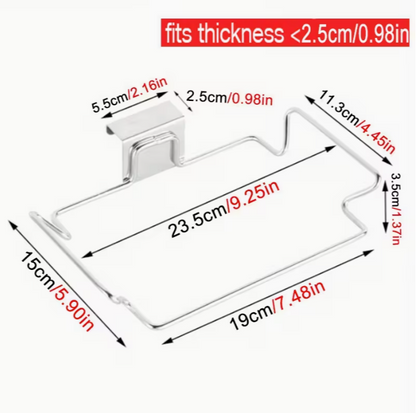 Stainless Steel Kitchen Trash Bag Holder | Easy Install, Wall-Mounted Garbage Storage Rack for Cabinet Door, Vegetable Scrap Holder - Modern Trash Solution