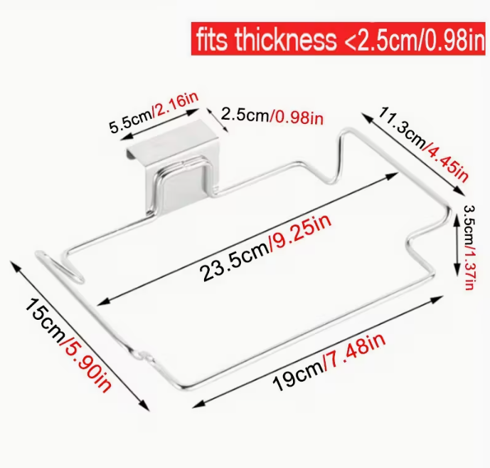 Stainless Steel Kitchen Trash Bag Holder | Easy Install, Wall-Mounted Garbage Storage Rack for Cabinet Door, Vegetable Scrap Holder - Modern Trash Solution