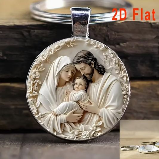 36pcs/12Set 2D Flat Jesus Theme Keychain Set, Round Alloy Pendant Keychain, Suitable for Christmas, Easter, Guardian Faith Daily Wear Accessories, Birthdays, Holiday Parties, Party Gatherings, Souvenirs, Gift Bag Fillers, 2D Flat