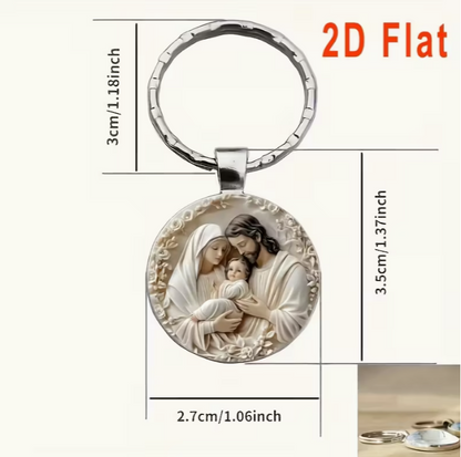 36pcs/12Set 2D Flat Jesus Theme Keychain Set, Round Alloy Pendant Keychain, Suitable for Christmas, Easter, Guardian Faith Daily Wear Accessories, Birthdays, Holiday Parties, Party Gatherings, Souvenirs, Gift Bag Fillers, 2D Flat
