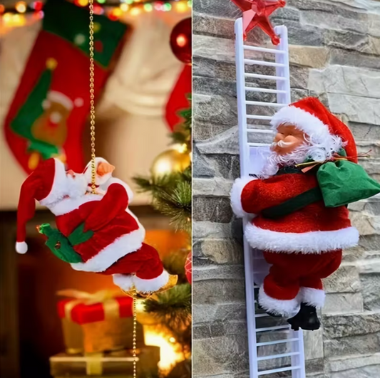 1 Set Singing Moving Santa Claus Christmas Tree Climbing Decoration with Musical Notes - Classic Red & White Plastic Stair Step Decor, Interactive Moving Parts, Easy Assembly for Indoor/ Holiday Home Decorations