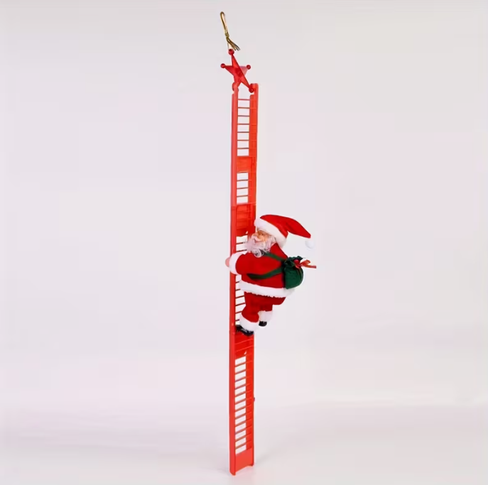 1 Set Singing Moving Santa Claus Christmas Tree Climbing Decoration with Musical Notes - Classic Red & White Plastic Stair Step Decor, Interactive Moving Parts, Easy Assembly for Indoor/ Holiday Home Decorations
