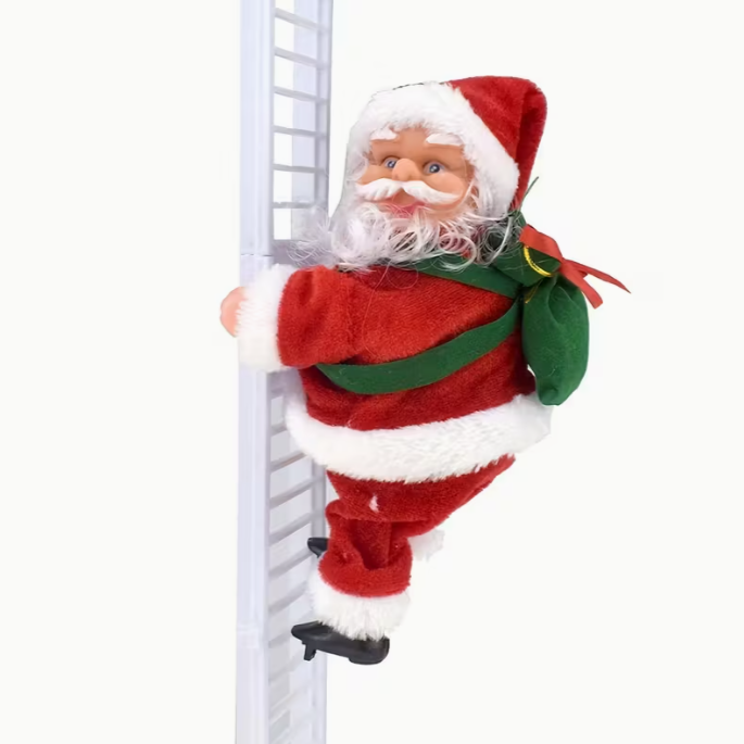 1 Set Singing Moving Santa Claus Christmas Tree Climbing Decoration with Musical Notes - Classic Red & White Plastic Stair Step Decor, Interactive Moving Parts, Easy Assembly for Indoor/ Holiday Home Decorations