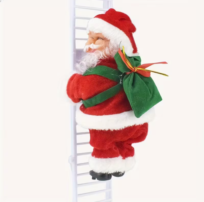 1 Set Singing Moving Santa Claus Christmas Tree Climbing Decoration with Musical Notes - Classic Red & White Plastic Stair Step Decor, Interactive Moving Parts, Easy Assembly for Indoor/ Holiday Home Decorations