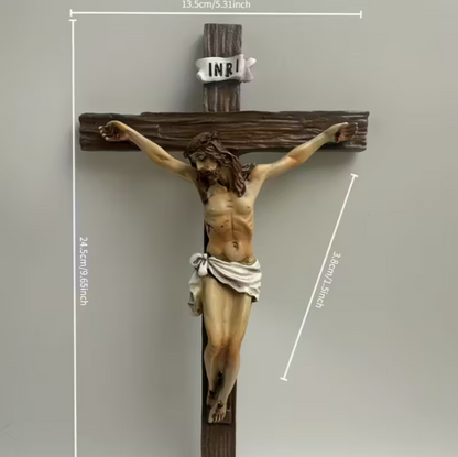 Traditional Cross Wall Hanging - Resin Statue of the Cross - Suitable for Christmas, Easter, and New Year Seasonal Religious Home Decorations - Universal Decoration, Handmade Without Electricity
