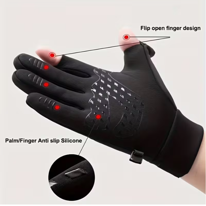 Men's Winter Thermal Touchscreen Gloves - Windproof Cold Weather Gloves with Zipper Closure, Breathable Mesh & Ergonomic Design for Skiing, Running, Fishing, Golf, Cycling & Outdoor Sports