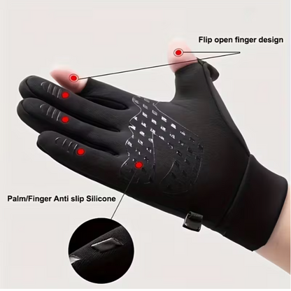 Men's Winter Thermal Touchscreen Gloves - Windproof Cold Weather Gloves with Zipper Closure, Breathable Mesh & Ergonomic Design for Skiing, Running, Fishing, Golf, Cycling & Outdoor Sports