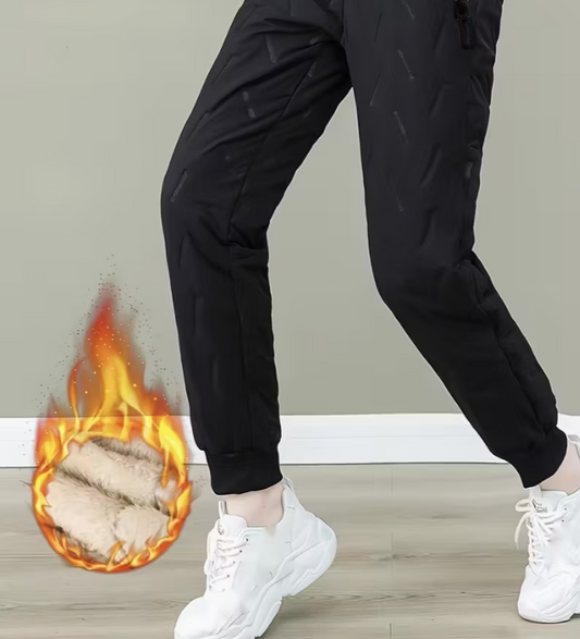 Women's Autumn and Winter -Lined Windproof Warm Joggers, Fashion Zipper Pocket, Elastic Waistband with Drawstring Casual Pants, Suitable for Outdoor Jogging, Cycling, and Leisure in Autumn and Winter