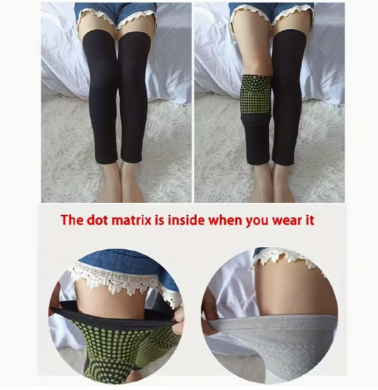 1 Pair Unisex Moxa Knee Pads for Warmth and Relaxation - Dual-Sided Massage Dots, Polyester Fiber, Suitable for Elderly and Air-Conditioned Rooms