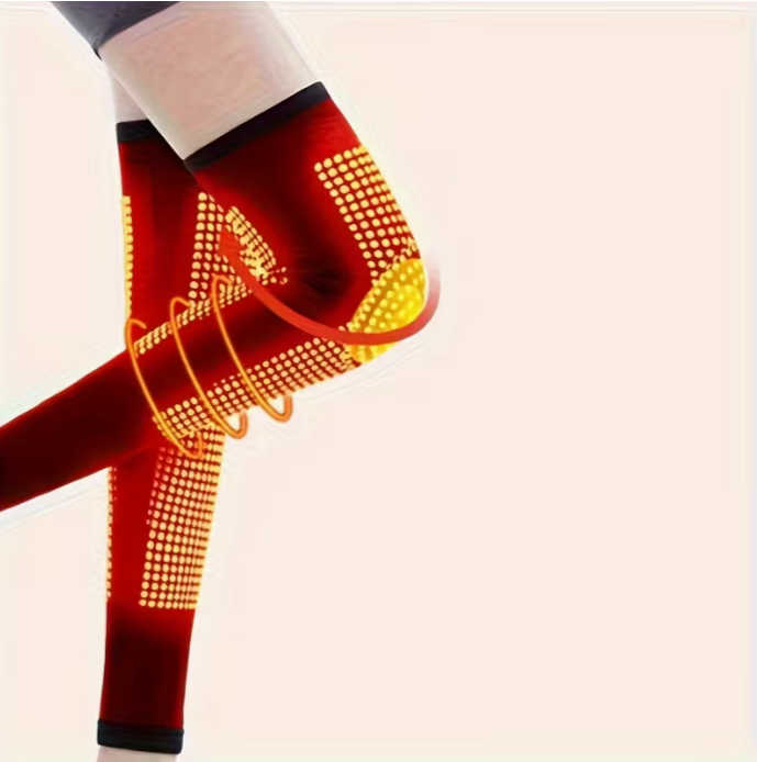 1 Pair Unisex Moxa Knee Pads for Warmth and Relaxation - Dual-Sided Massage Dots, Polyester Fiber, Suitable for Elderly and Air-Conditioned Rooms
