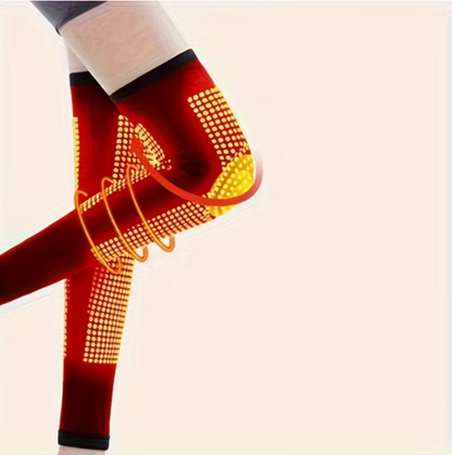 1 Pair Unisex Moxa Knee Pads for Warmth and Relaxation - Dual-Sided Massage Dots, Polyester Fiber, Suitable for Elderly and Air-Conditioned Rooms