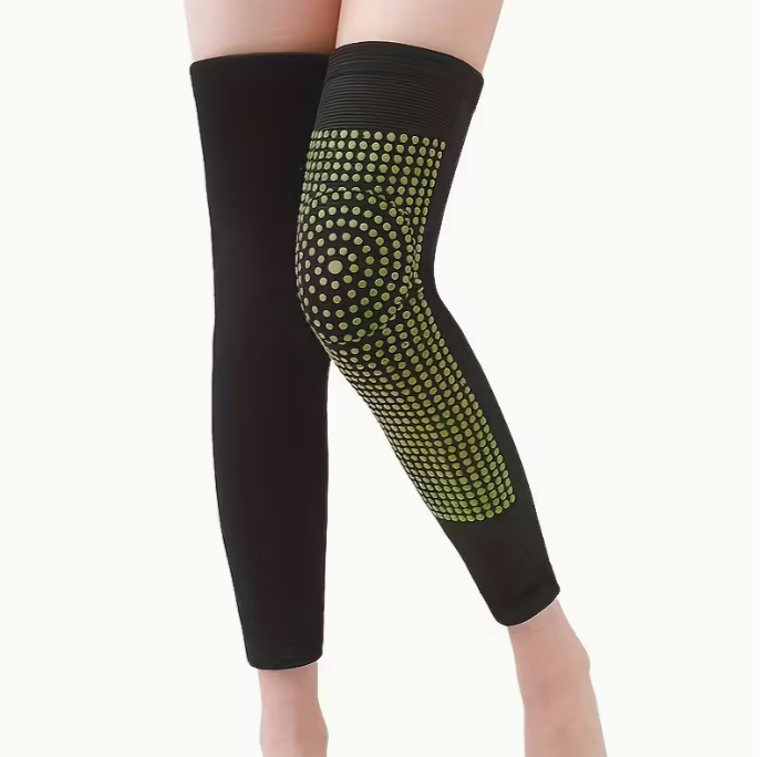 1 Pair Unisex Moxa Knee Pads for Warmth and Relaxation - Dual-Sided Massage Dots, Polyester Fiber, Suitable for Elderly and Air-Conditioned Rooms