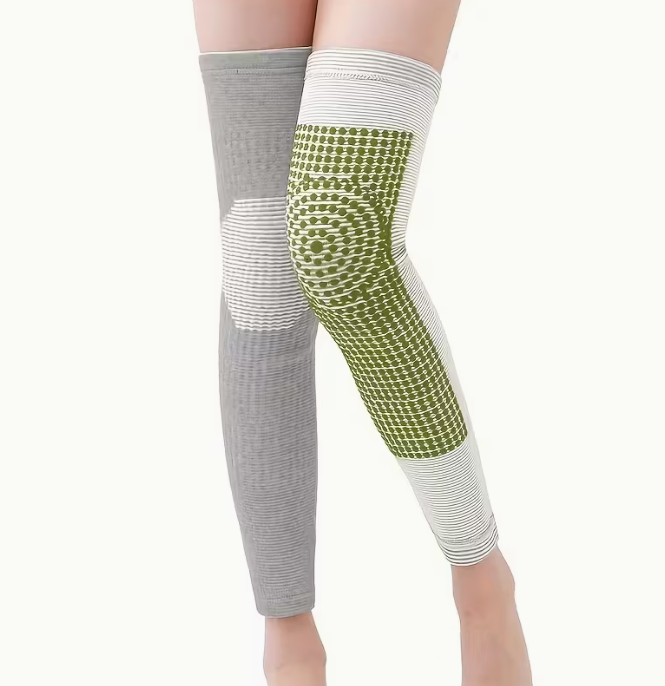 1 Pair Unisex Moxa Knee Pads for Warmth and Relaxation - Dual-Sided Massage Dots, Polyester Fiber, Suitable for Elderly and Air-Conditioned Rooms
