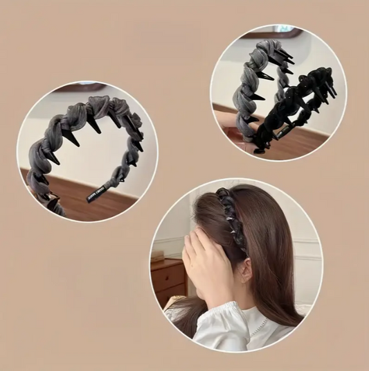 2pcs Elegant Black Mesh Anti-Slip Toothed Headband, Stylish and Versatile High-Crown Hair Accessory Perfect for Parties - A Sophisticated Gift for Women and Girls