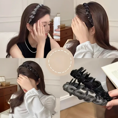 2pcs Elegant Black Mesh Anti-Slip Toothed Headband, Stylish and Versatile High-Crown Hair Accessory Perfect for Parties - A Sophisticated Gift for Women and Girls