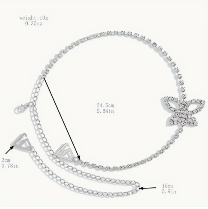 Elegant Sparkling Butterfly Body Chain - Adjustable Rhinestone Shoulder Strap, Chic Off-Shoulder Accessory for Parties & Daily Wear