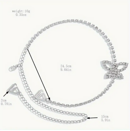 Elegant Sparkling Butterfly Body Chain - Adjustable Rhinestone Shoulder Strap, Chic Off-Shoulder Accessory for Parties & Daily Wear